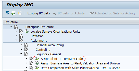Assign plant to company code menu path SAP
