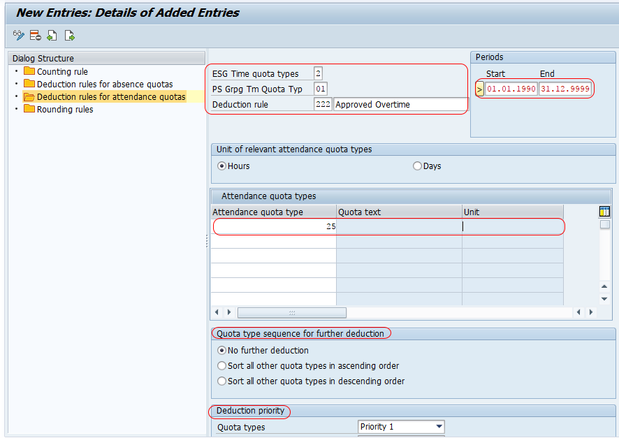 Deduction rules for attendance quotas