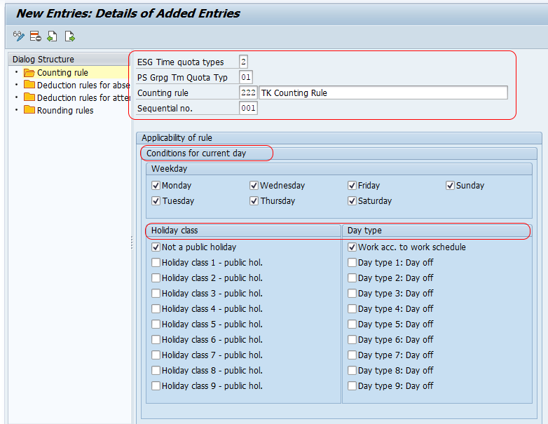 Define Counting Rules in SAP HR