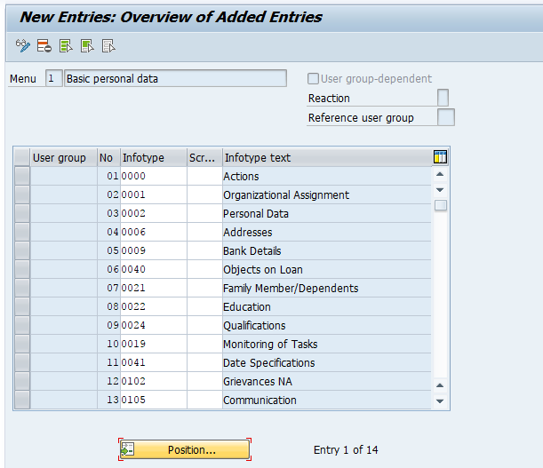 Define Infotype Menus in SAP