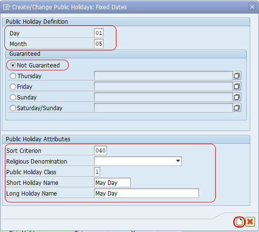 Define Public Holiday Classes in SAP - fixed date