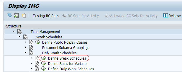 Define break schedules SAP