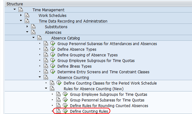 Define counting rules SAP