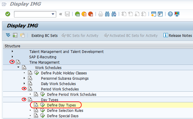 Define day types SAP