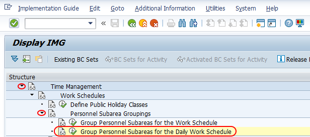 Group Personnel Subareas for work schedules SAP