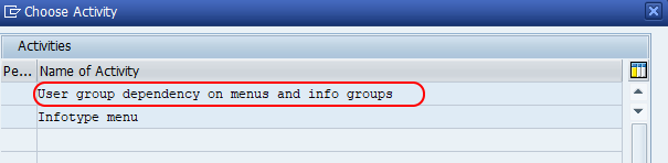 Info type menu activities SAP