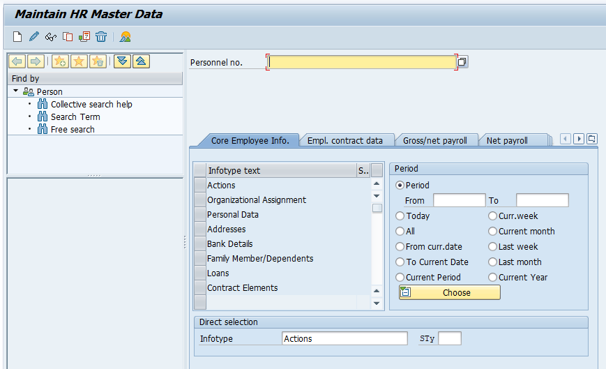 Infotype menu - hr master data SAP