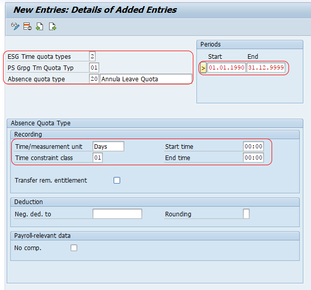 SAP HR - Define Absence Quota Types