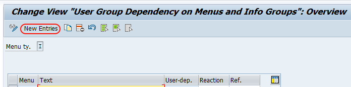 SAP user group dependency on menus