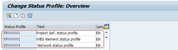Status profiles SAP PS