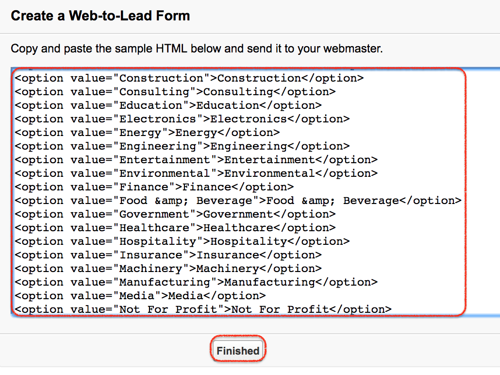 Salesforce web to lead forms