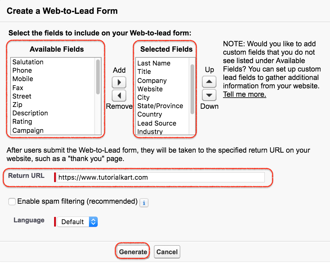 Salesforce web to lead forms