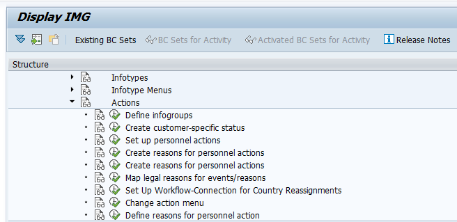 What are actions in SAP HR