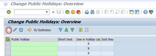 create public holidays in SAP