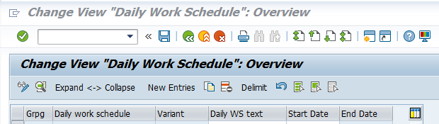 daily work schedule SAP