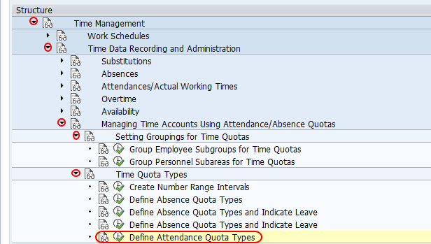 define attendance quota types SAP