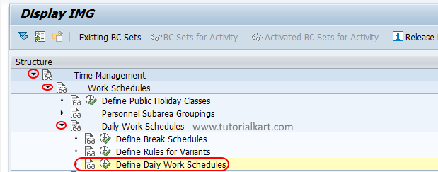 define daily work schedules SAP