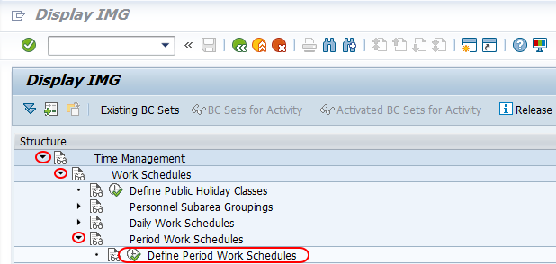 define period work schedules SAP path