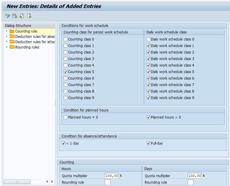 how to define counting rule SAP