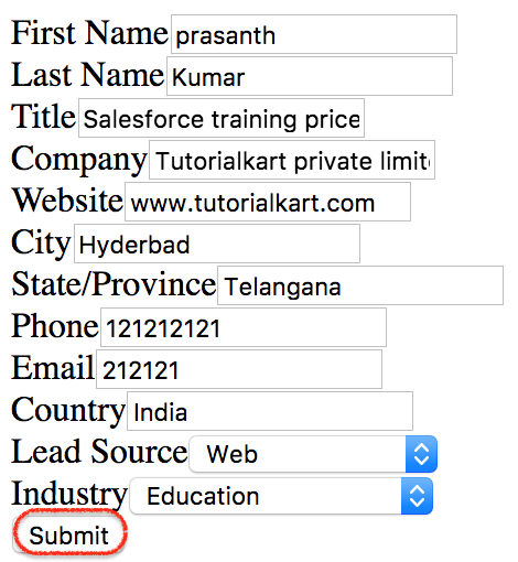 Salesforce web to lead forms