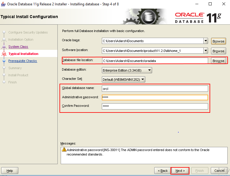 Oracle Database installation for Informatica