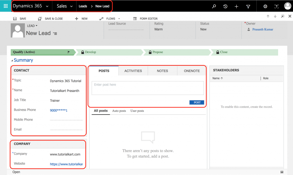 How to create new Lead in Microsoft Dynamics 365 for Sales