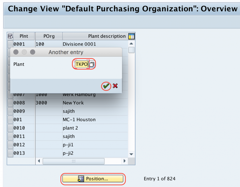 Default Purchasing organization position SAP