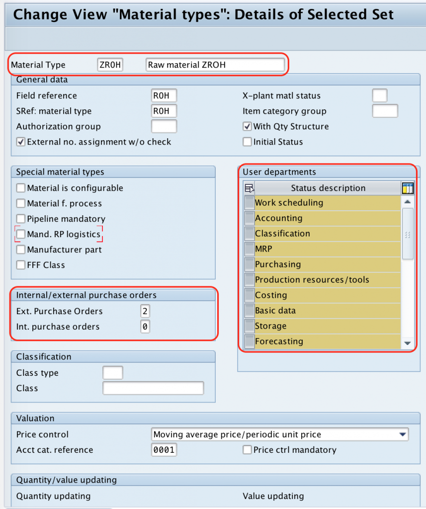 Define Attributes of Material Types in SAP
