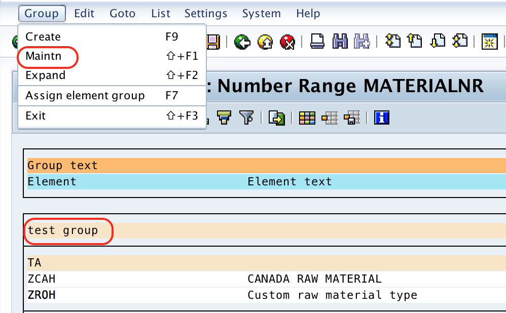 Define Number Ranges for Material Type