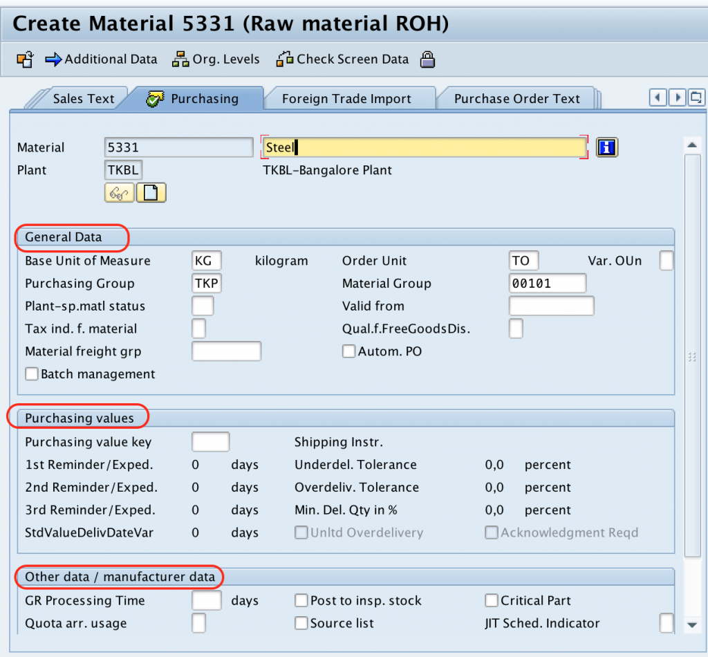 Material Master Record - purchasing SAP