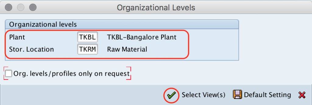 Organization levels Material master SAP