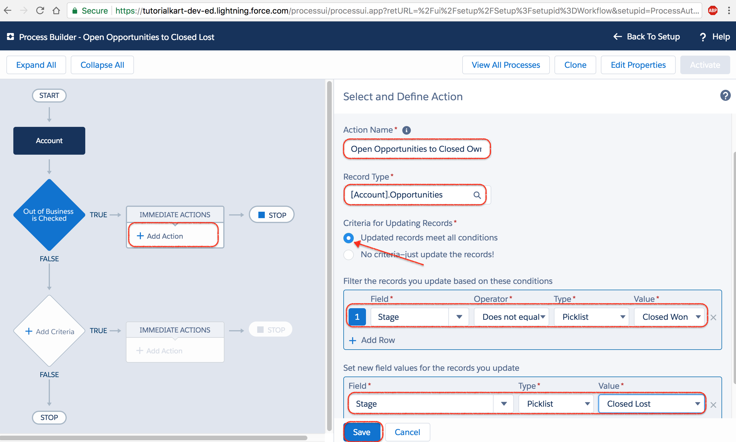 Process builder in Salesforce