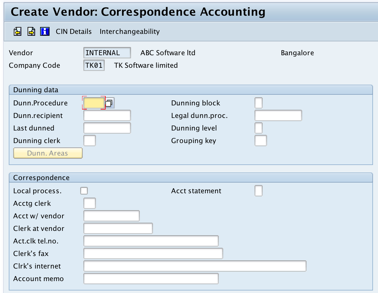 Vendor correspondence accounting SAP