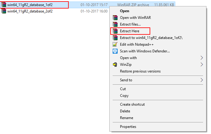 Database installation for Metadata Repository.