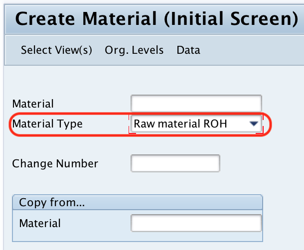 create material initial screen