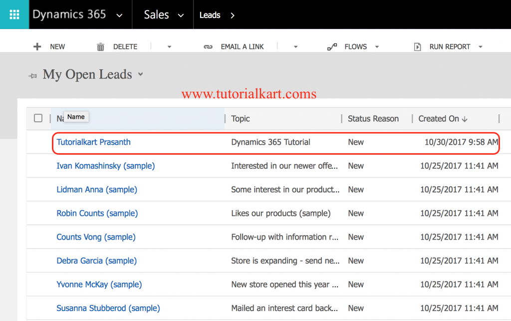 How to create new Lead in Microsoft Dynamics 365 for Sales