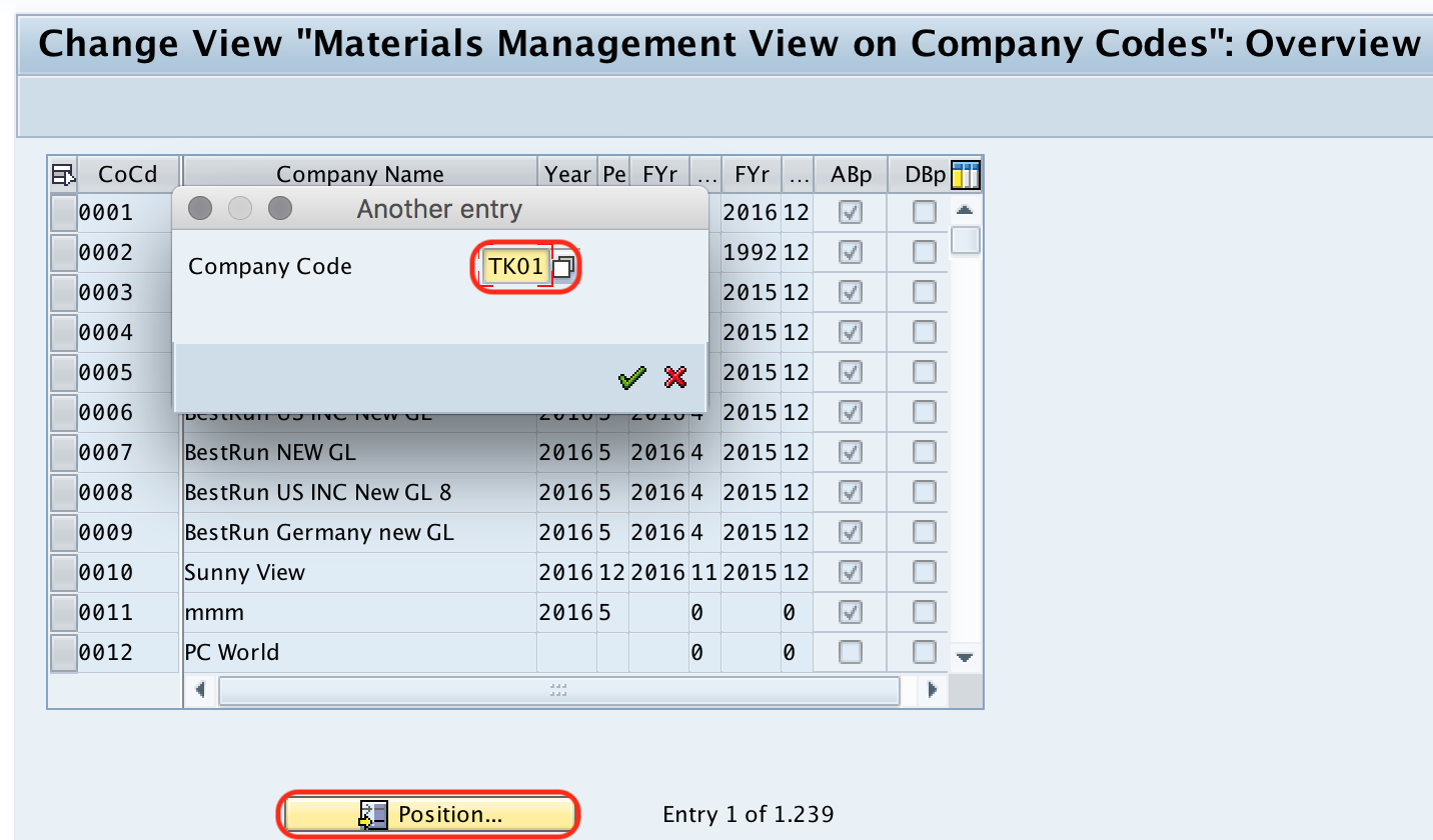 material management view on company code