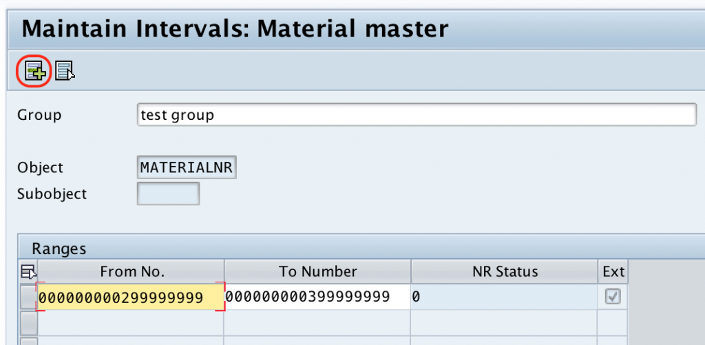 number ranges for material type SAP