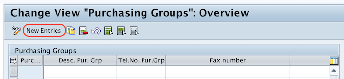 purchasing groups new entries SAP