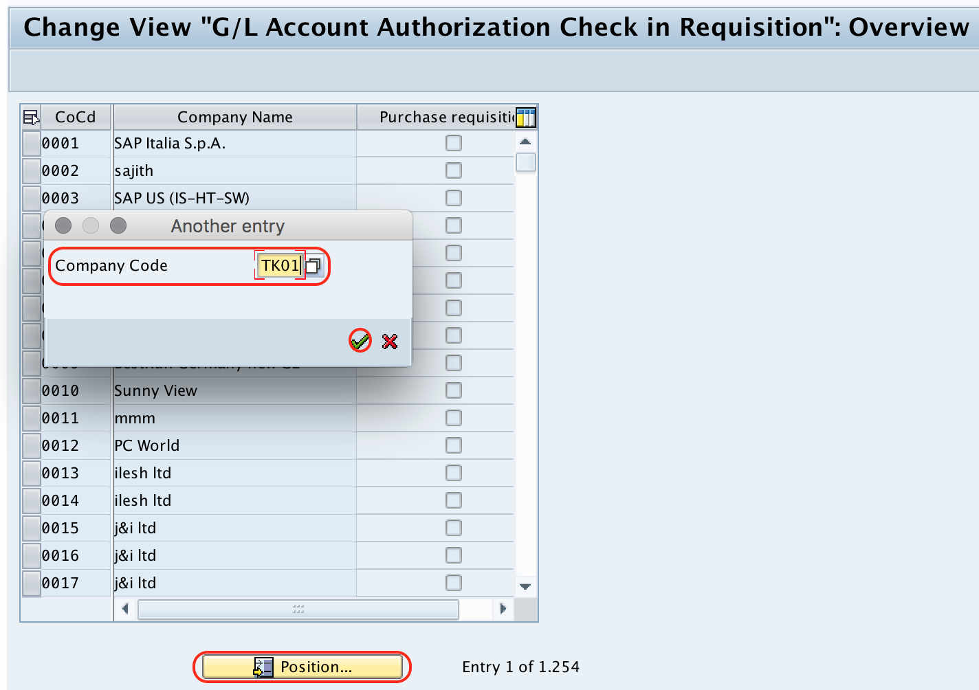 Authorization Check for G:L Account company code