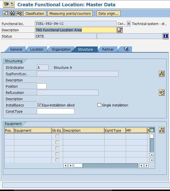 Create Functional Location in SAP structure