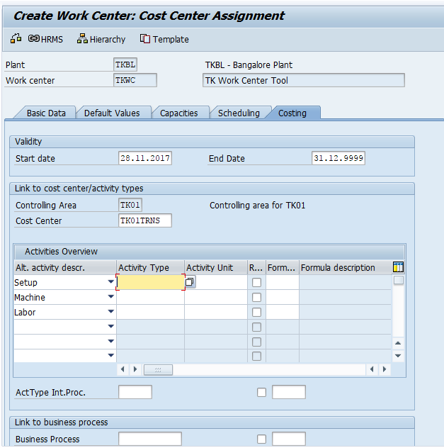 Create Work Centres in SAP