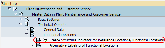 Create structure indicator for reference locations functional locations
