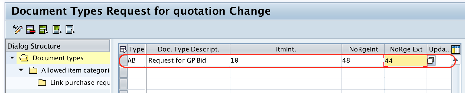 Define Document Types for RFQ - Quotation