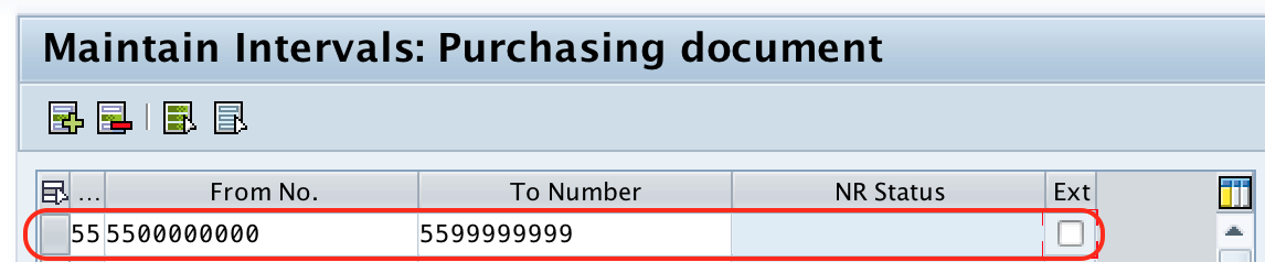 Define Number Ranges for Purchase Order