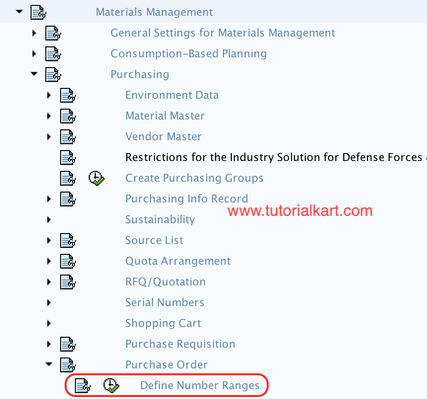 Define number ranges in SAP path