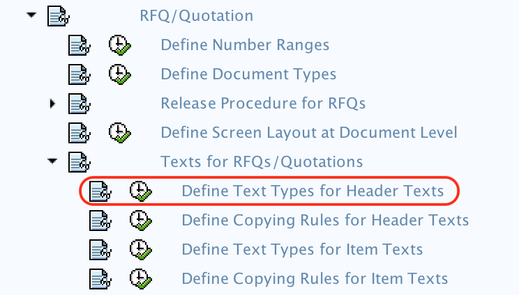 Define text types for header texts SAP