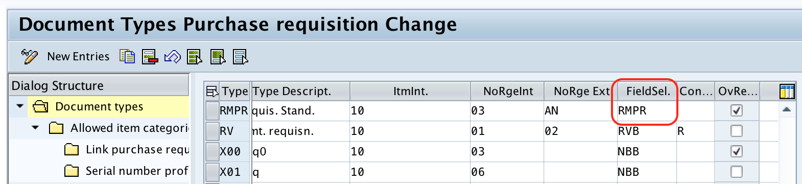 Document type - field selection group SAP