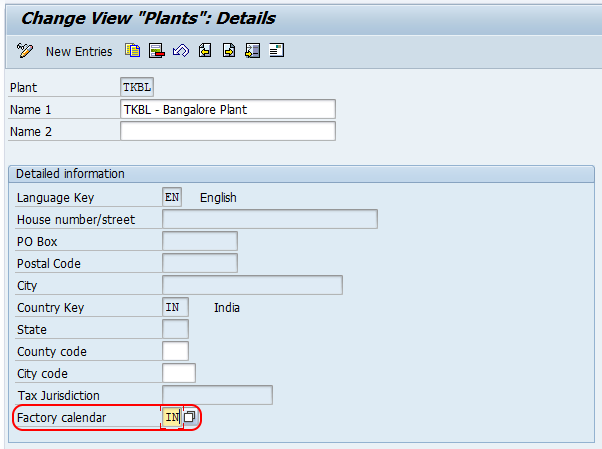 change factory calendar assignment in sap