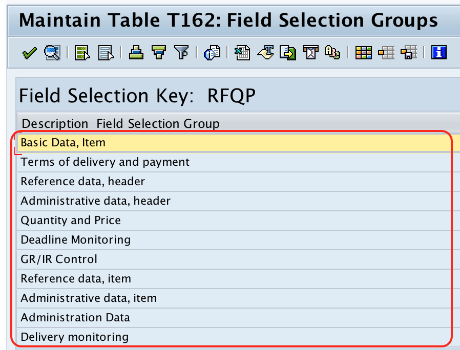 Field Selection groups RFQ